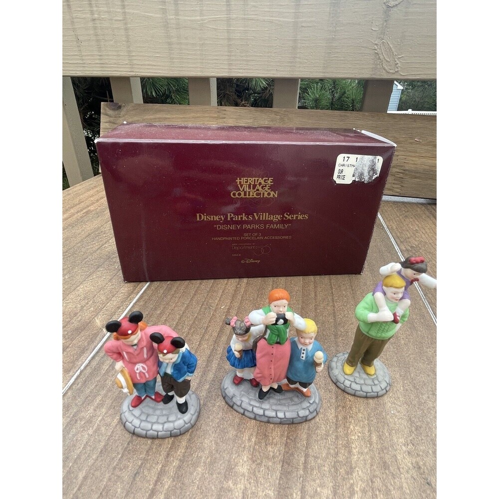 Dept 56 Heritage Disney Park Village Series Family Set of 3 Porcelain in box